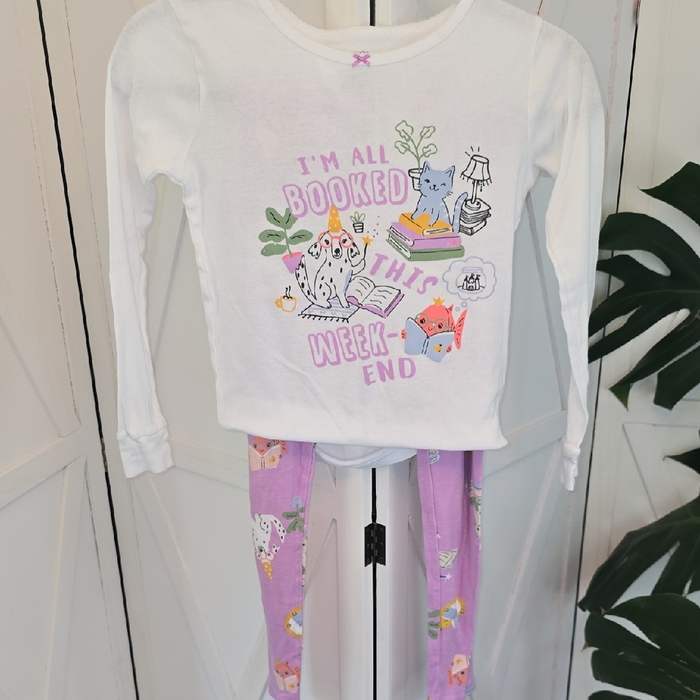 New Kids Pajamas Set - White and Purple